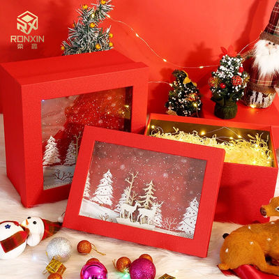 Pantone Color Decorative Christmas Boxes With Window Square