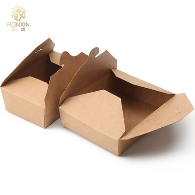 Tightly Packed Salad Paper Box , Kraft Takeaway Boxes Foldable For Fruit