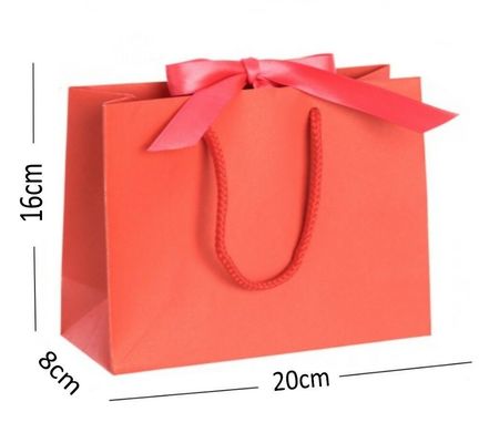 Rope Handle Ribbon Tie Printed Paper Shopping Bag For Boutique Shop