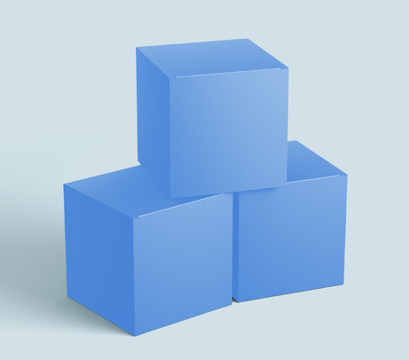 Blue Coated Paper Foldable Gift Boxes With Ribbon For Cosmetic Packaging